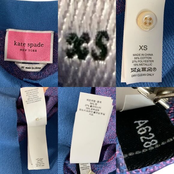 Kate Spade Spade Flower Polo Sweater XS Vibrant Blue Pink - Picture 7 of 14